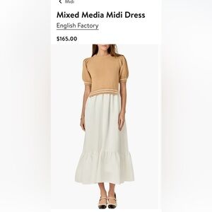 English Factory Beige and White Midi Dress size M current on Nordstroms website